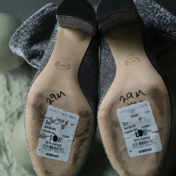 Michael Kors Mandy Sock Glitter Stretch-Knit Ankle Booties Size 8.5 Y2K  Silver - Picture 4 of 10